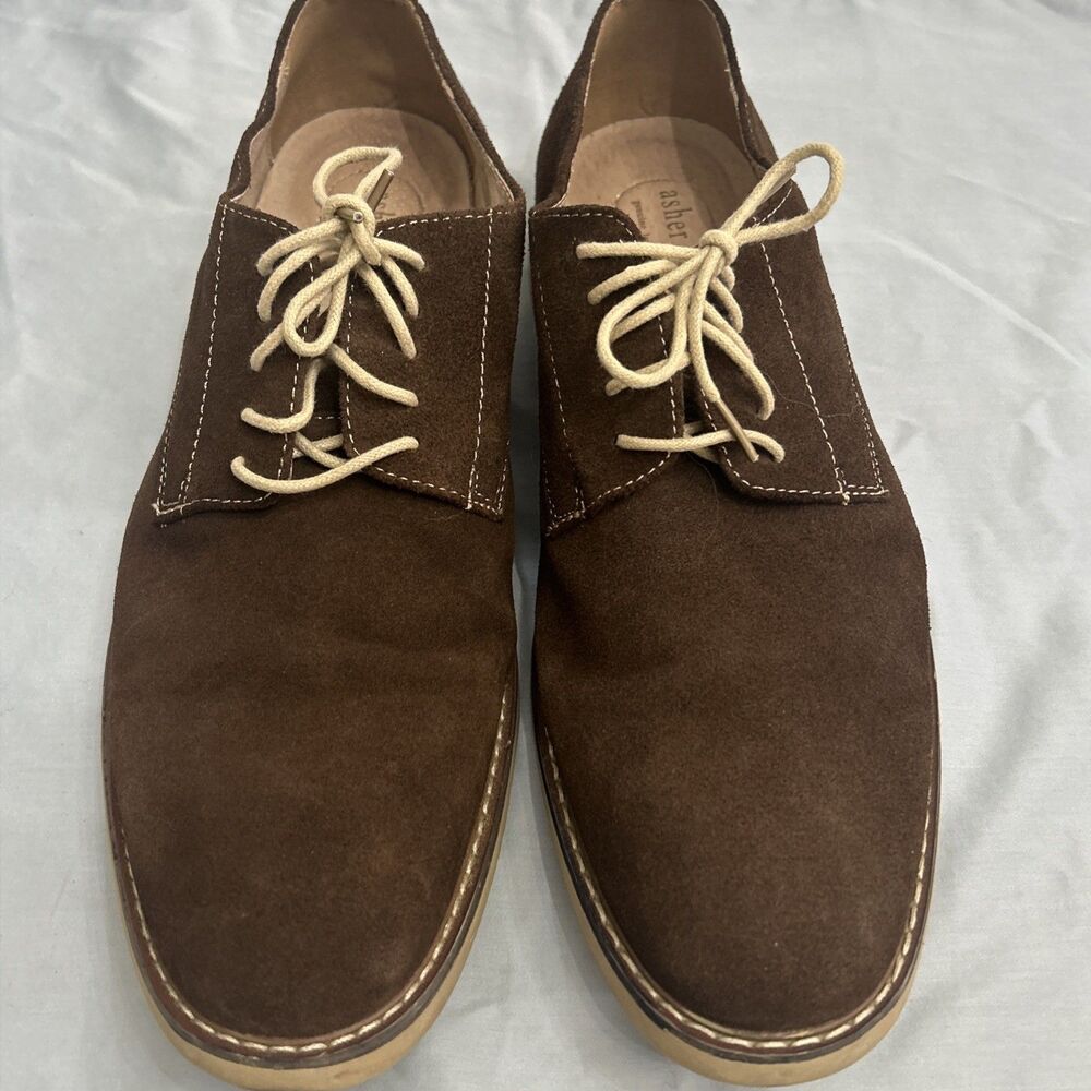 Asher Green Leather Oxford Shoes Lace Up Brown Suede Men's Size 12
